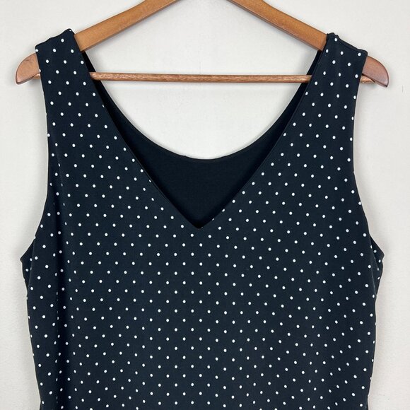 Reversible Tank Top Womens Large Black White Polka Dot Solid Sleeveless V-Neck - Picture 5 of 10